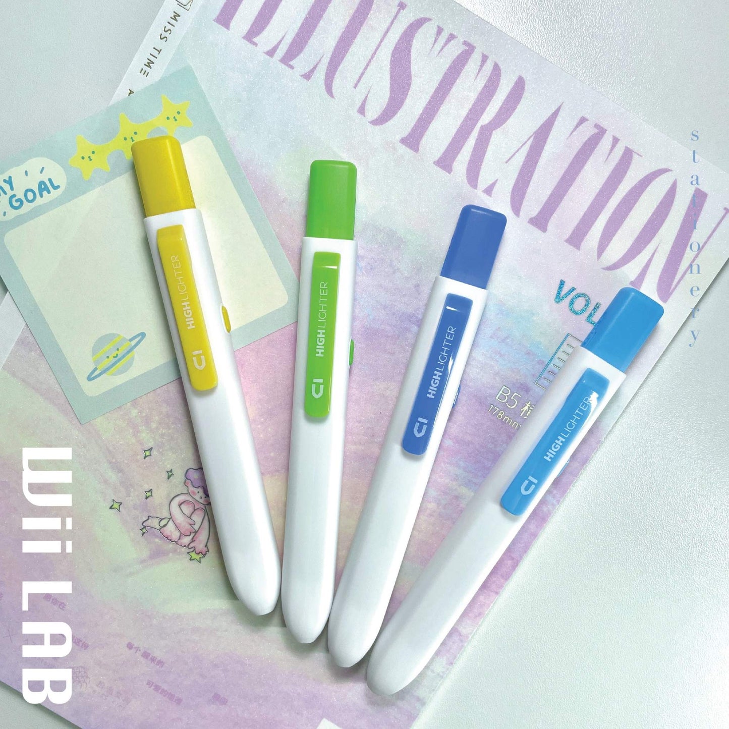 Push-button Highlighter 5 Colors Set