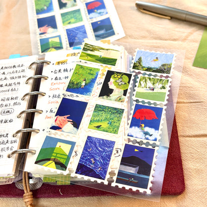 “𝓑𝓵𝓾𝓮” Vintage Oil Stamp Stickers