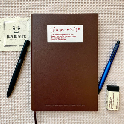 A5 Soft Leather Cover Journal-Free Your Mind Handmade Vintage Notebook